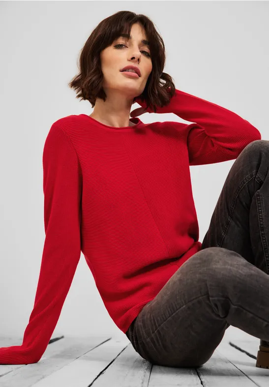 Strukturmix Pullover strong red