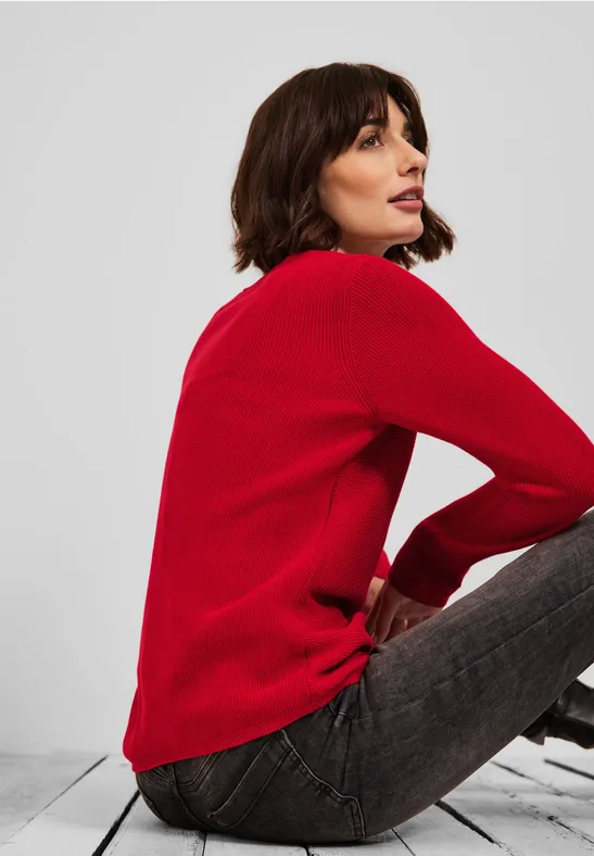 Strukturmix Pullover strong red