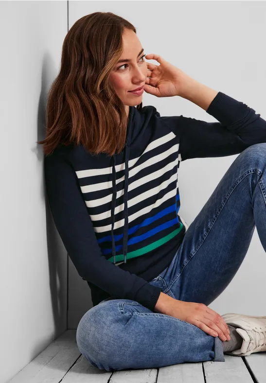 Trui met zeer ruime kraag deep blue