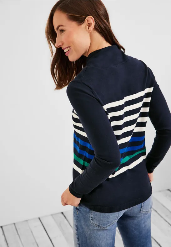 Trui met zeer ruime kraag deep blue