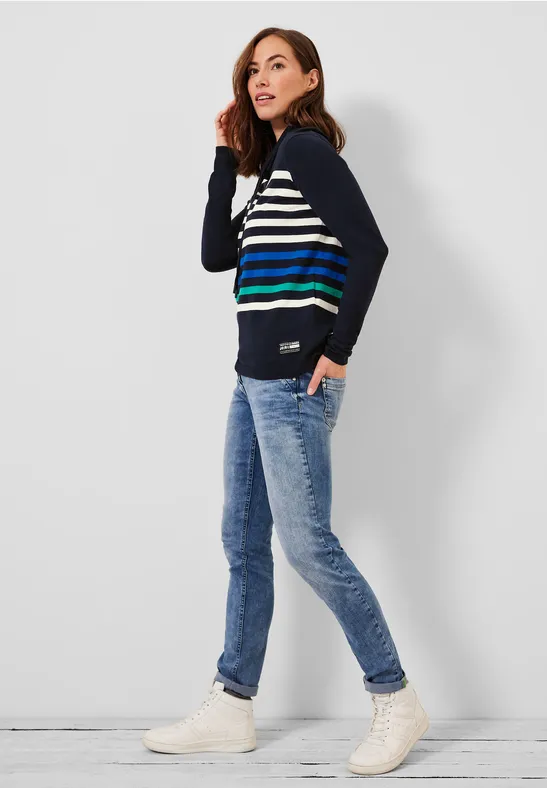 Trui met zeer ruime kraag deep blue