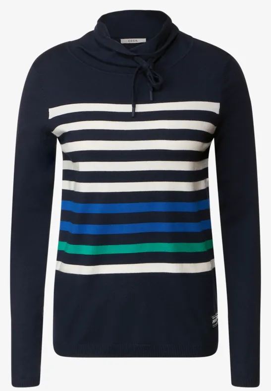 Trui met zeer ruime kraag deep blue