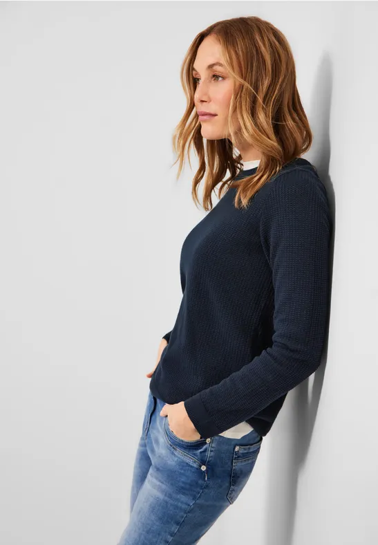 Pull-over basique avec structure deep blue