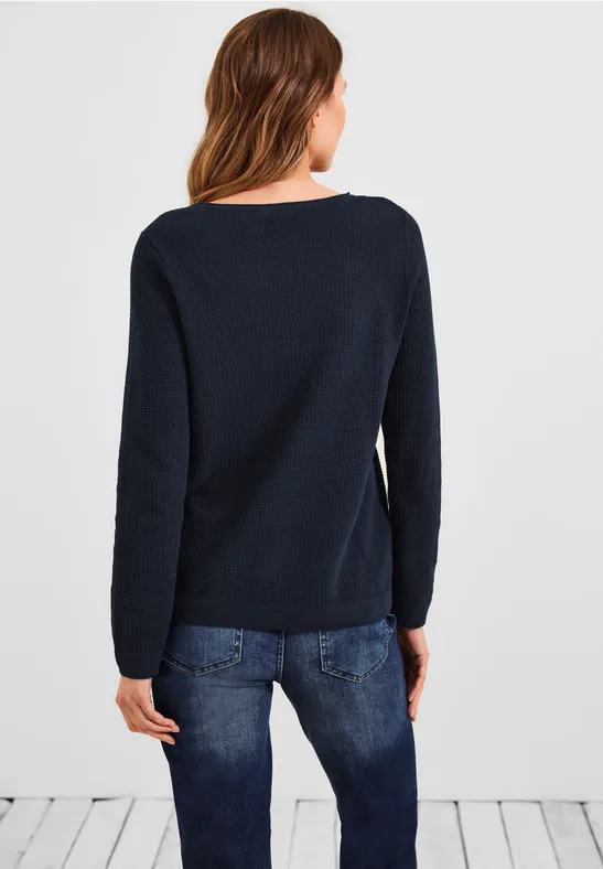 Pull-over basique avec structure deep blue