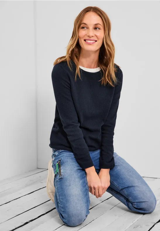 Pull-over basique avec structure deep blue