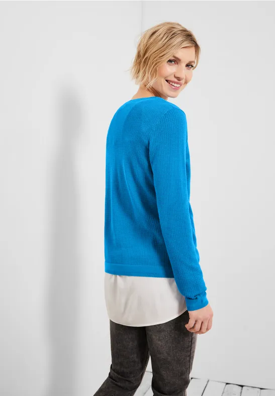 Basic trui met structuur club blue