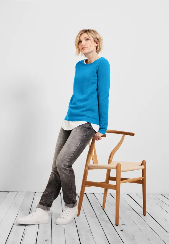 Basic trui met structuur club blue