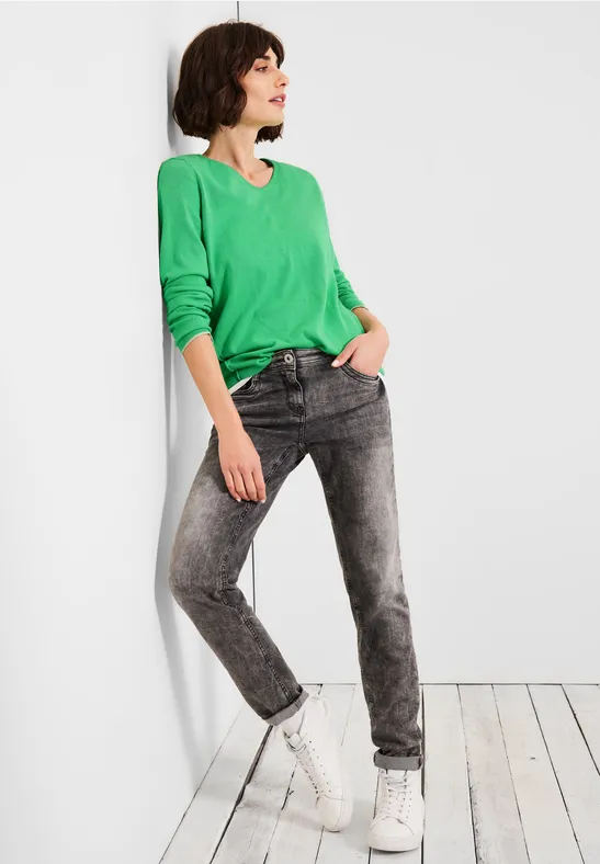 Trui met V-hals smash green
