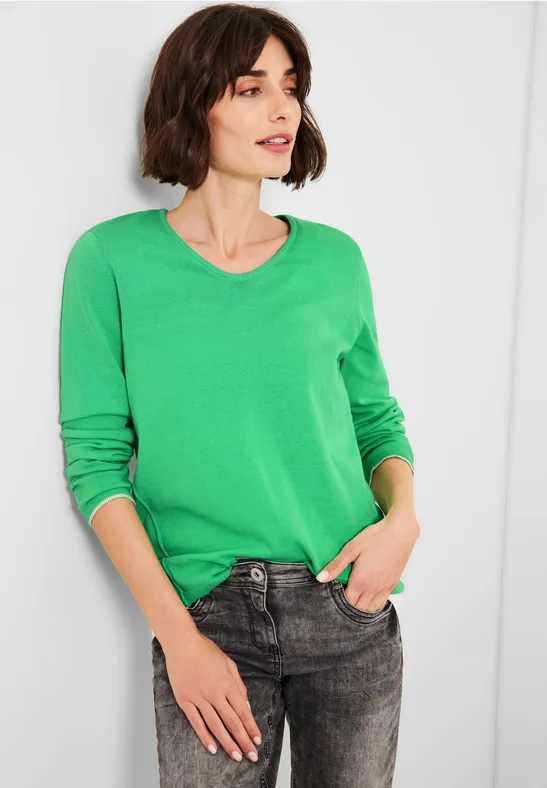 Trui met V-hals smash green