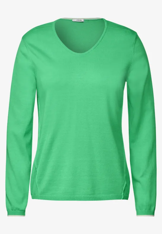Trui met V-hals smash green