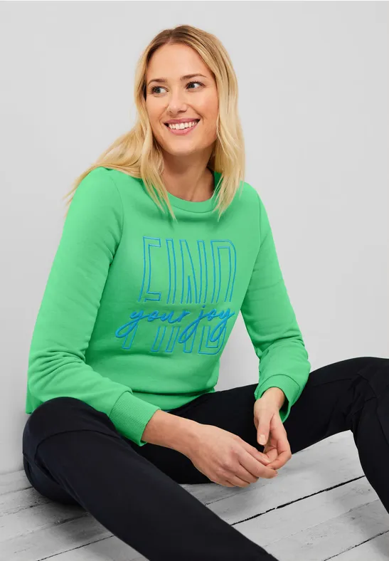 Basic sweatshirt met wording smash green