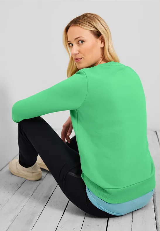 Basic sweatshirt met wording smash green