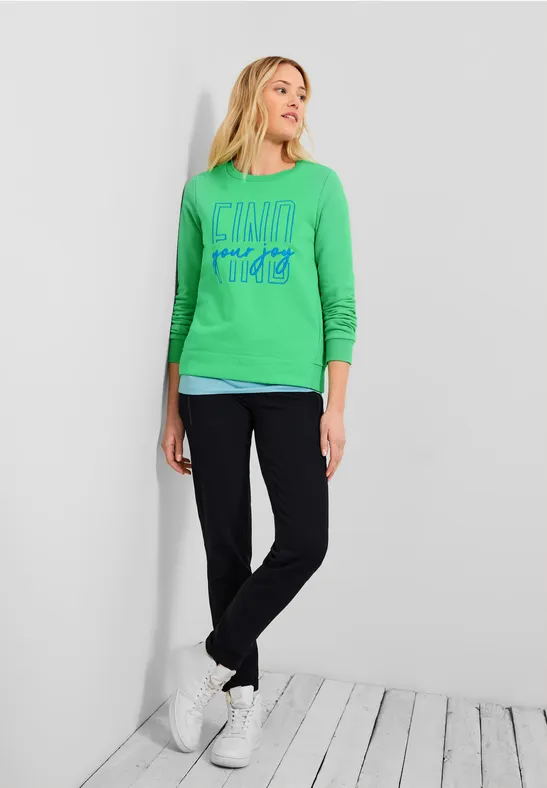 Basic sweatshirt met wording smash green