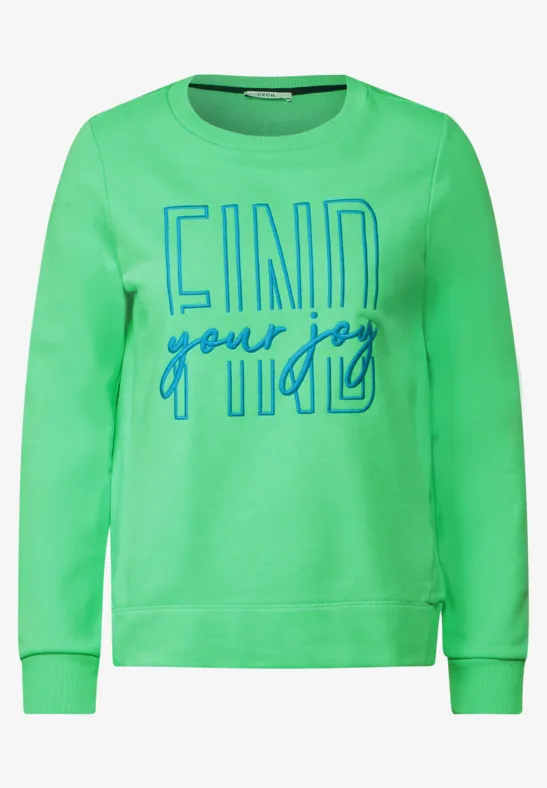 Basic sweatshirt met wording smash green