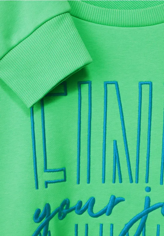 Basic sweatshirt met wording smash green