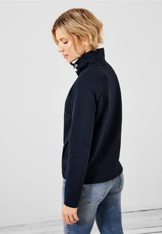 Sweatshirt met troyer en rits deep blue