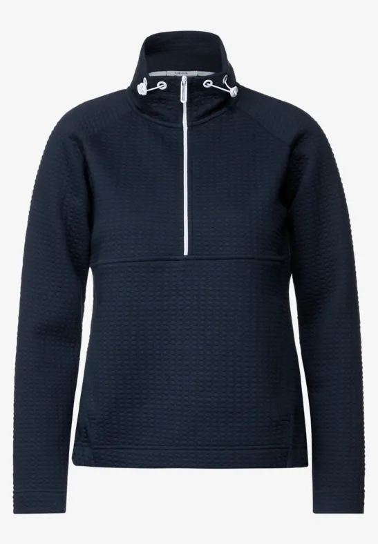 Sweatshirt met troyer en rits deep blue