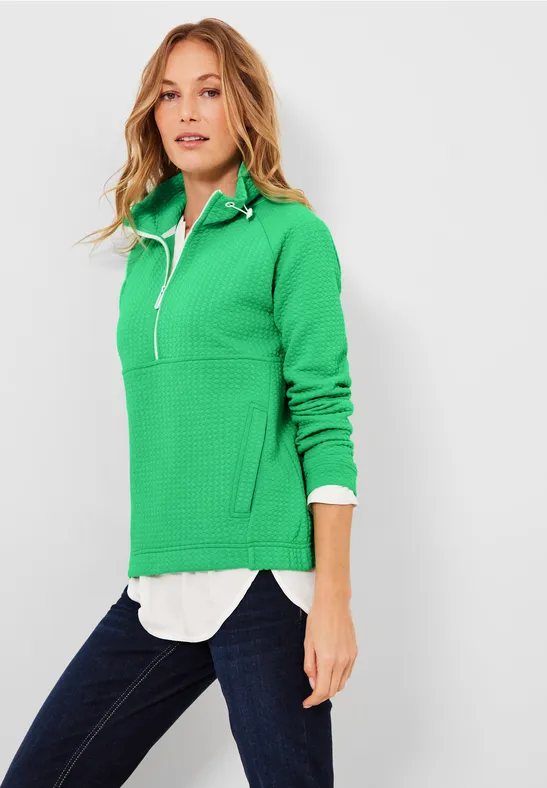 Sweatshirt met troyer en rits smash green