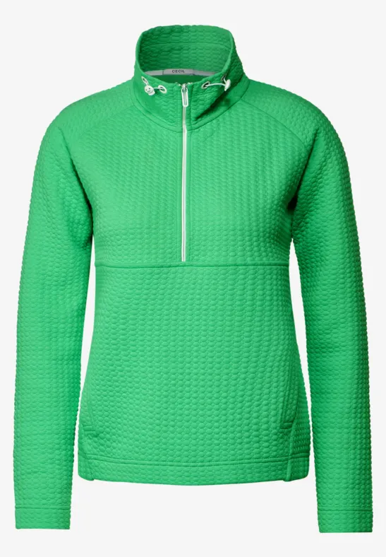 Sweatshirt met troyer en rits smash green