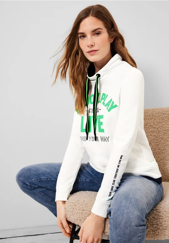 Sweatshirt met wording vanilla white