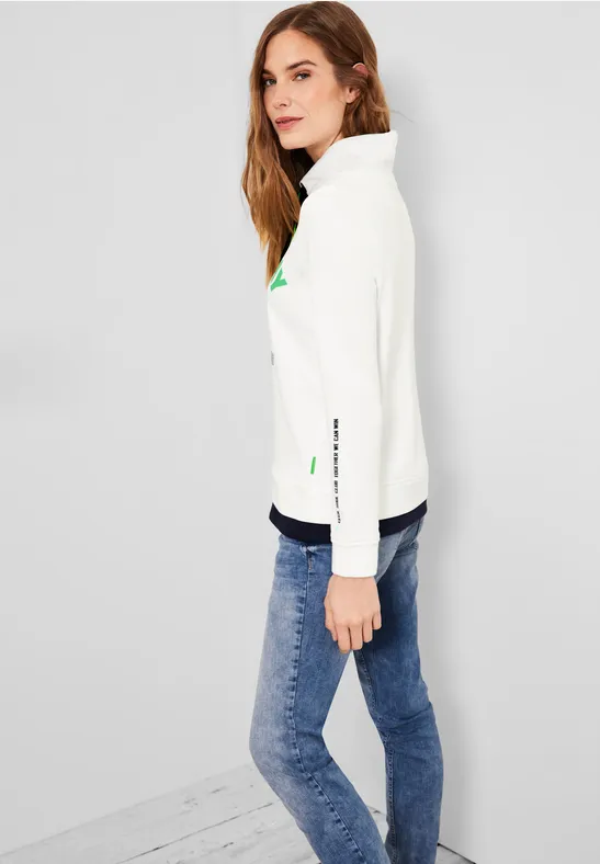 Sweatshirt met wording vanilla white