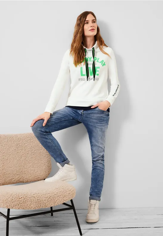 Sweatshirt met wording vanilla white