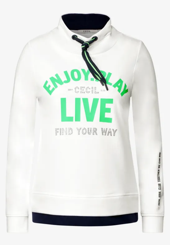 Sweatshirt met wording vanilla white