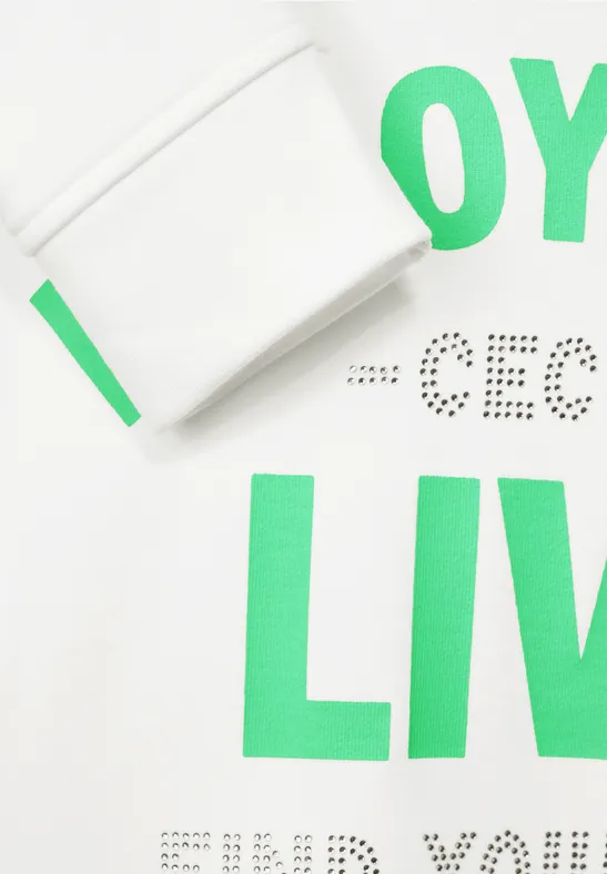 Sweatshirt met wording vanilla white