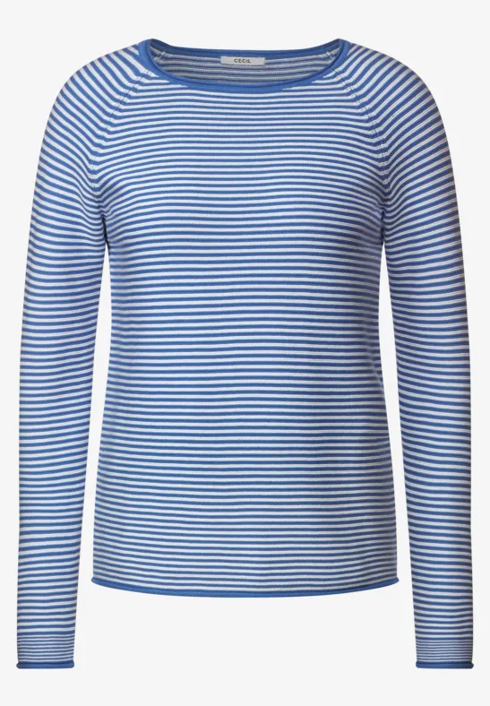 Trui met structuurstrepen campanula blue