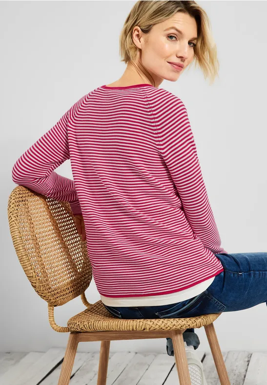 Trui met structuurstrepen radiant pink