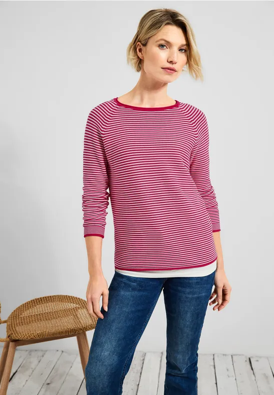 Trui met structuurstrepen radiant pink