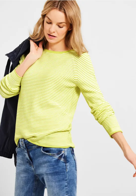 Trui met structuurstrepen limelight yellow