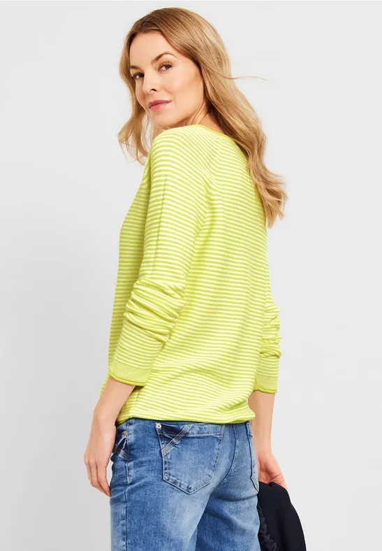 Trui met structuurstrepen limelight yellow