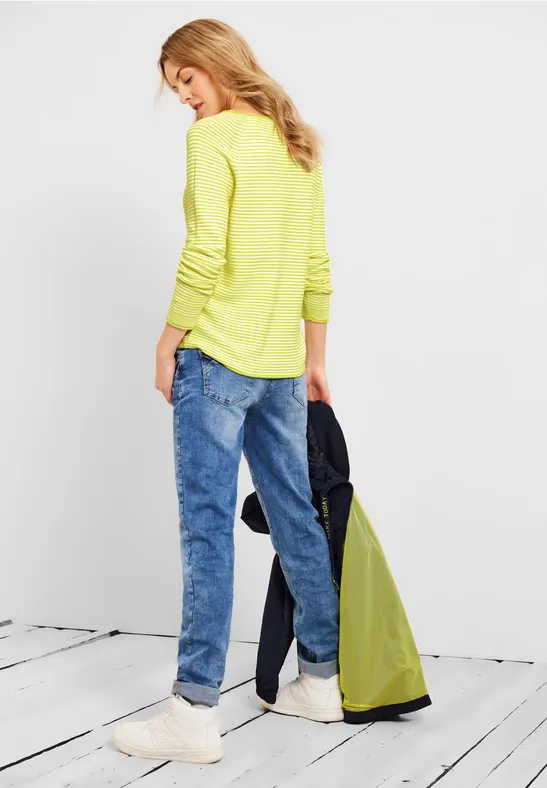 Trui met structuurstrepen limelight yellow