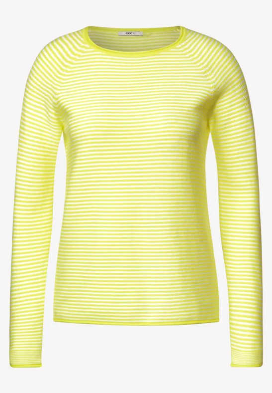 Trui met structuurstrepen limelight yellow