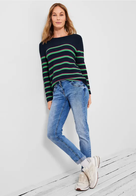 Trui met gestreept patroon deep blue