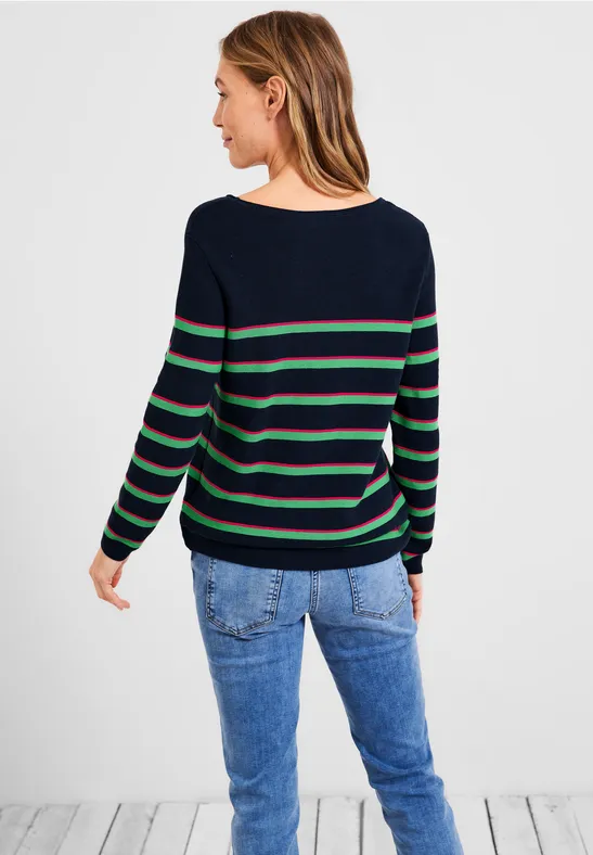 Trui met gestreept patroon deep blue