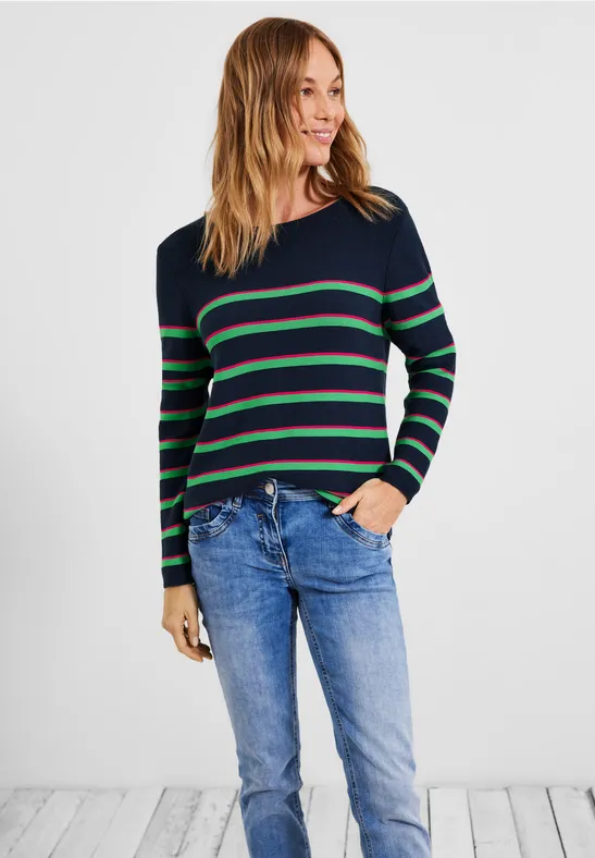 Trui met gestreept patroon deep blue