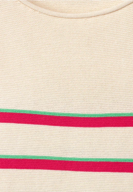 Trui met gestreept patroon raw sand beige