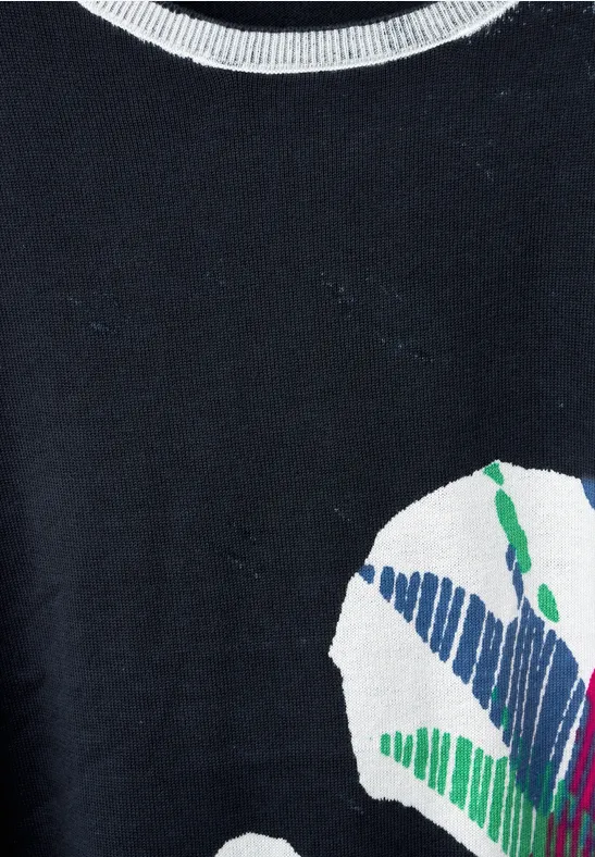 Flower Print Pullover deep blue