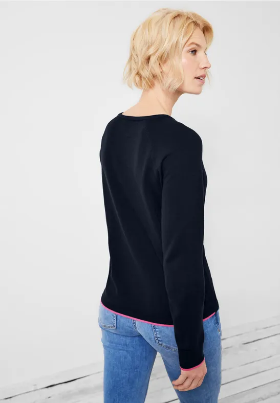Trui met structuurmix deep blue