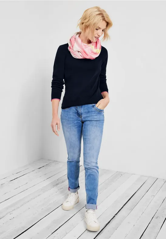 Trui met structuurmix deep blue