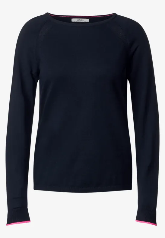 Trui met structuurmix deep blue