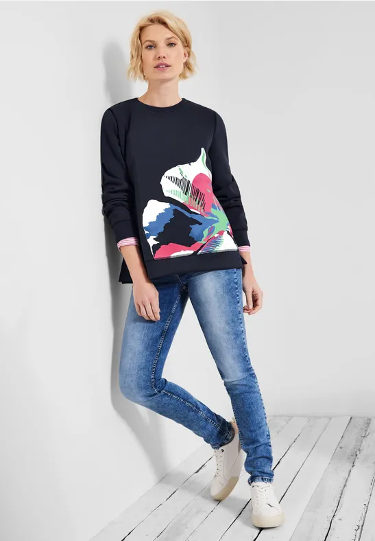 Sweat-shirt Scuba avec imprimé deep blue