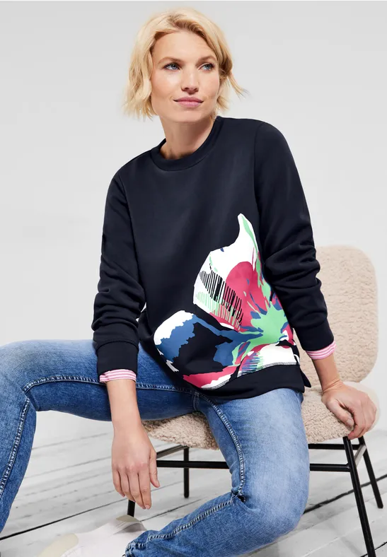 Sweat-shirt Scuba avec imprimé deep blue