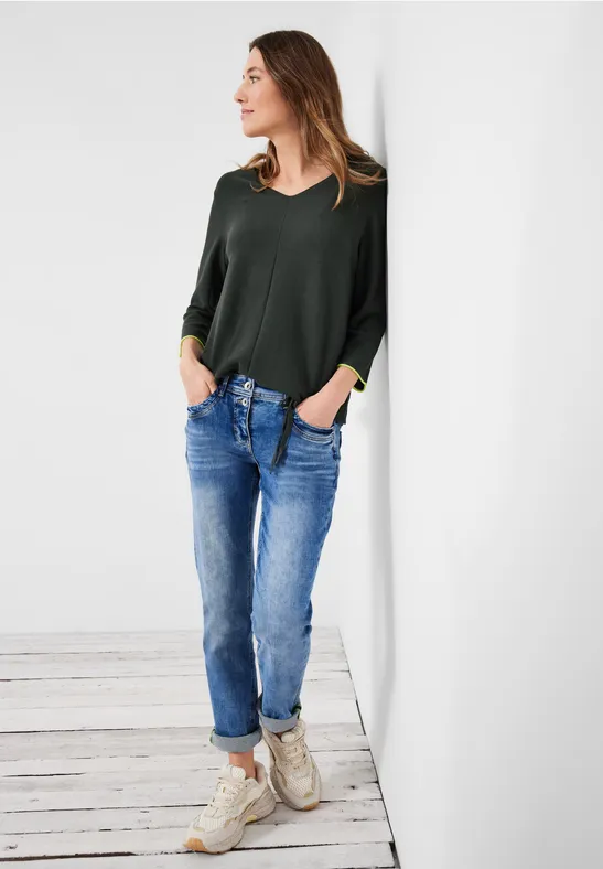 Pullover mit V-Ausschnitt easy khaki