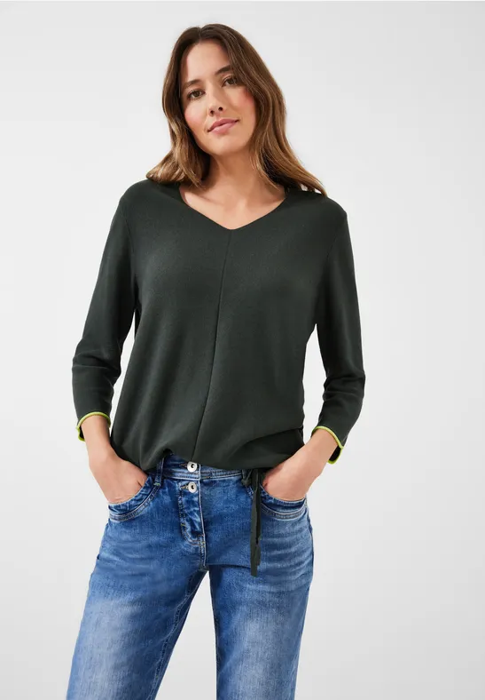 Pullover mit V-Ausschnitt easy khaki