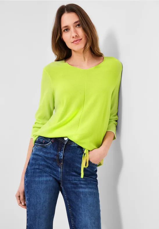 Trui met V-hals limelight yellow