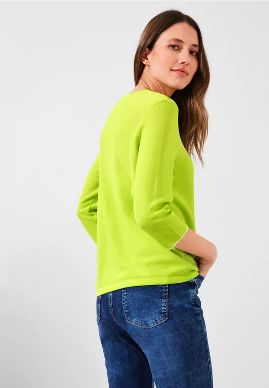Trui met V-hals limelight yellow