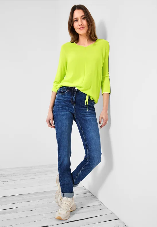 Trui met V-hals limelight yellow